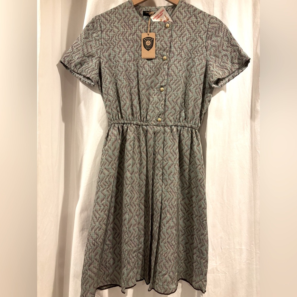 Retro NWT Ladies’ Dress with Gold Accent Buttons, by Ark Reworked Vintage